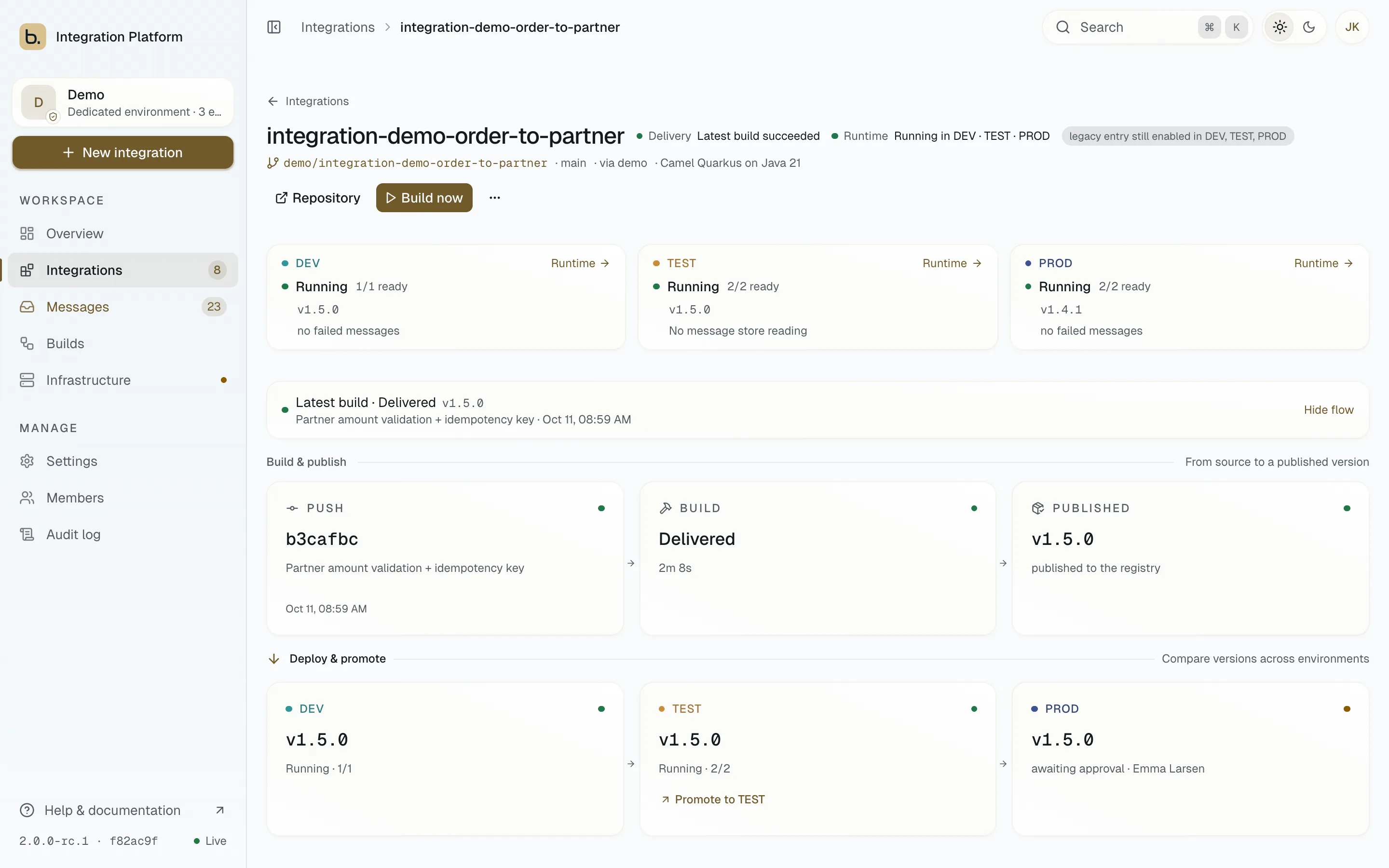basis relay dashboard: delivery view