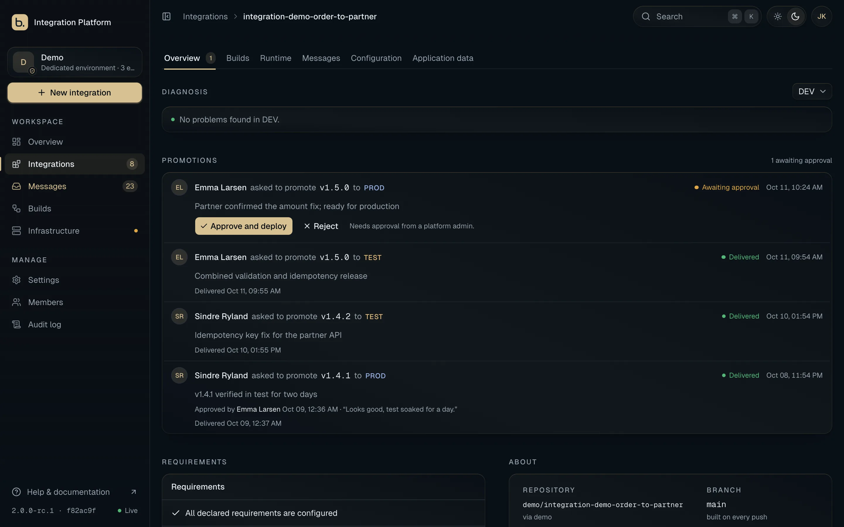 basis relay dashboard: promotions view