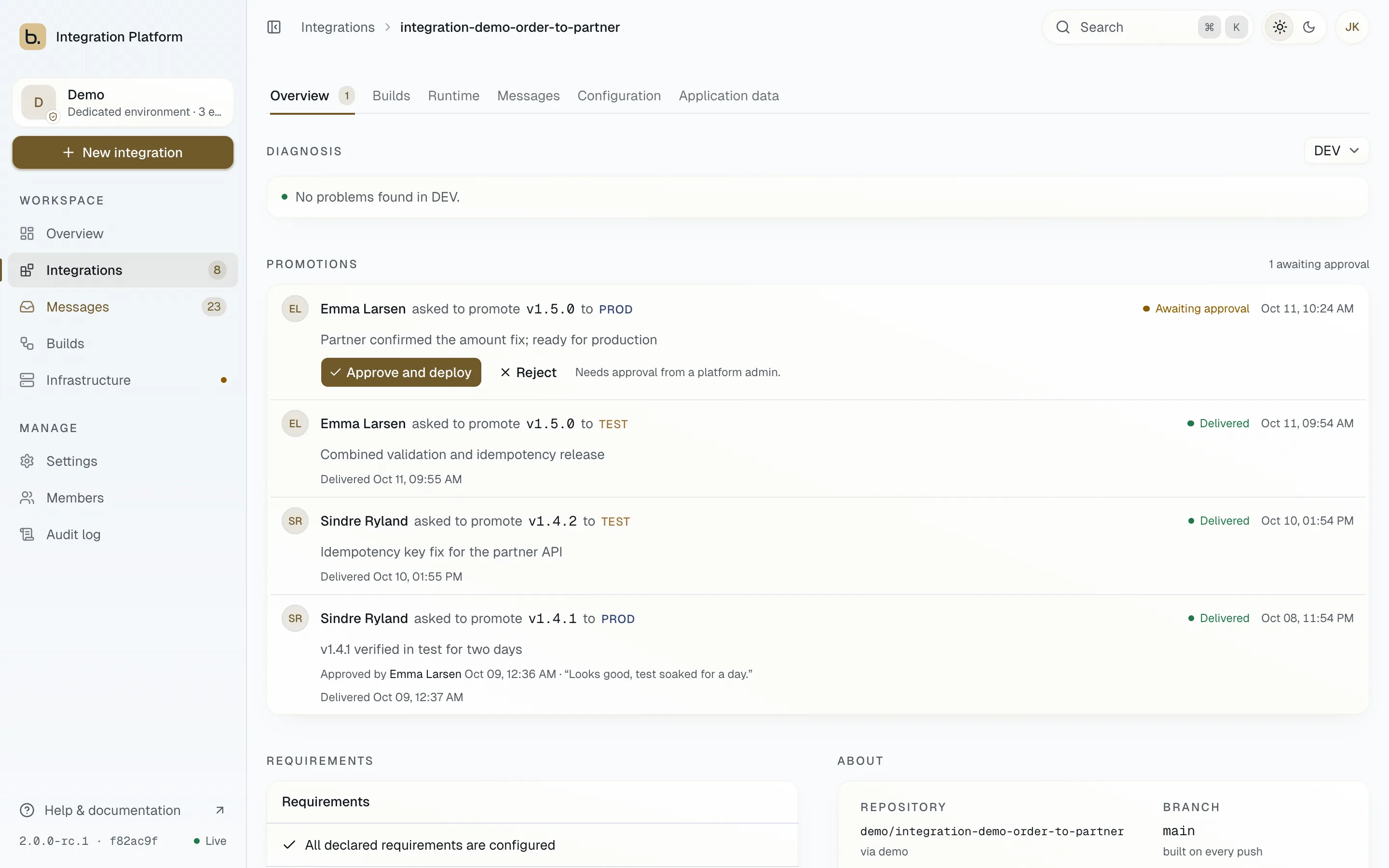 basis relay dashboard: promotions view